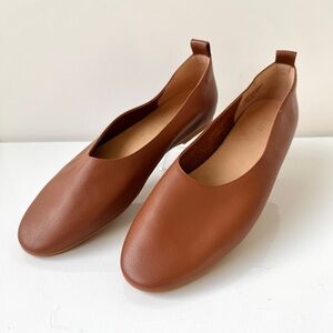 Quince Cognac Brown Leather Glove Ballet Flats Size 10
